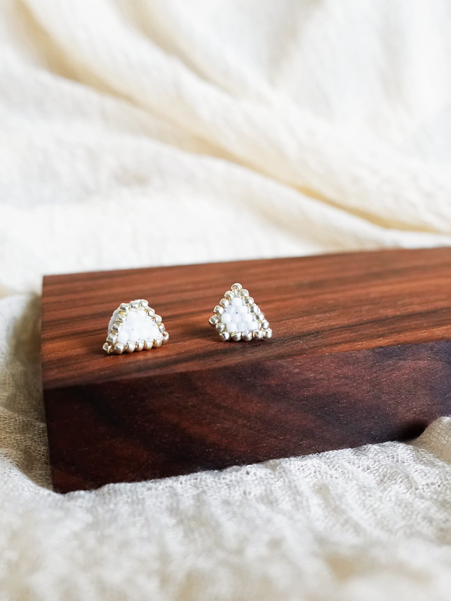 Palmer Stud Earrings in Cloud White Display Right