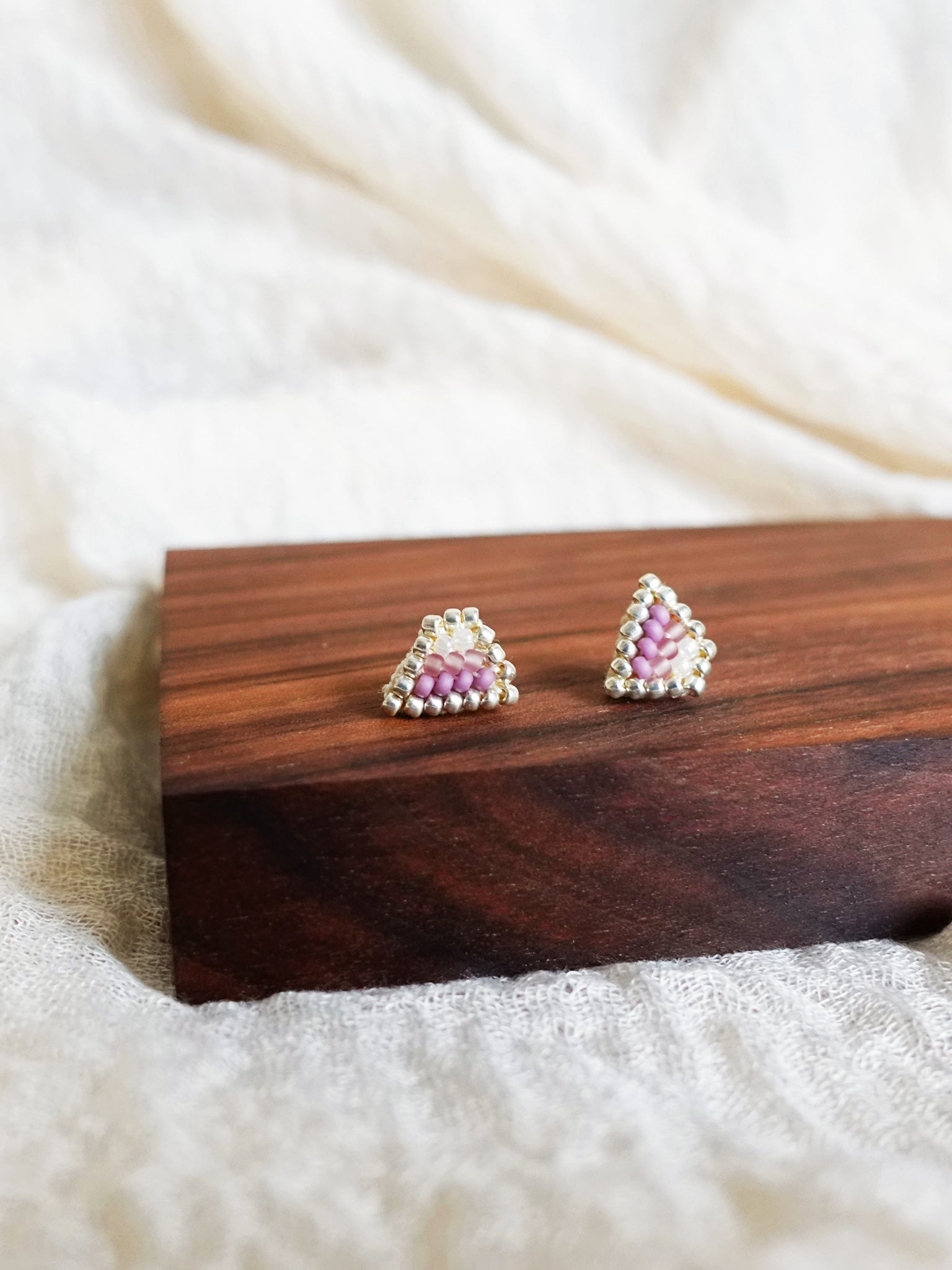 Palmer Stud Earrings in Mauve Purple Display Front