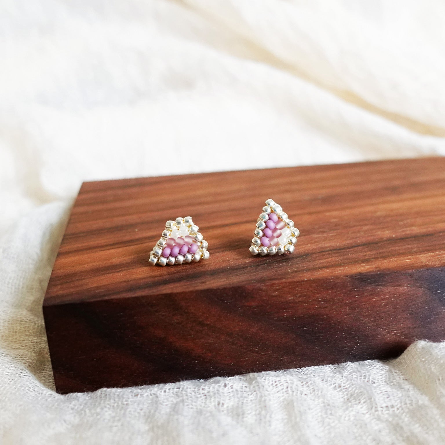 Palmer Stud Earrings in Mauve Purple Display Front 2