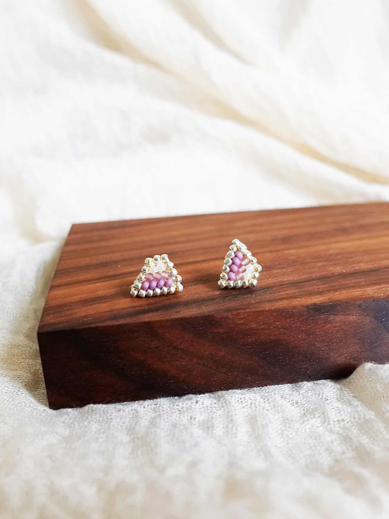 Palmer Stud Earrings in Mauve Purple Display Front 2