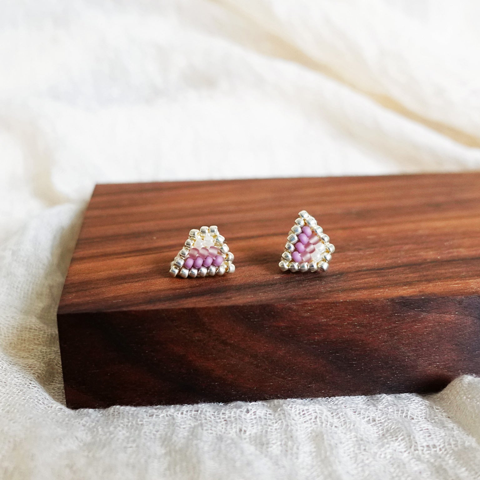 Palmer Stud Earrings in Mauve Purple Front 3