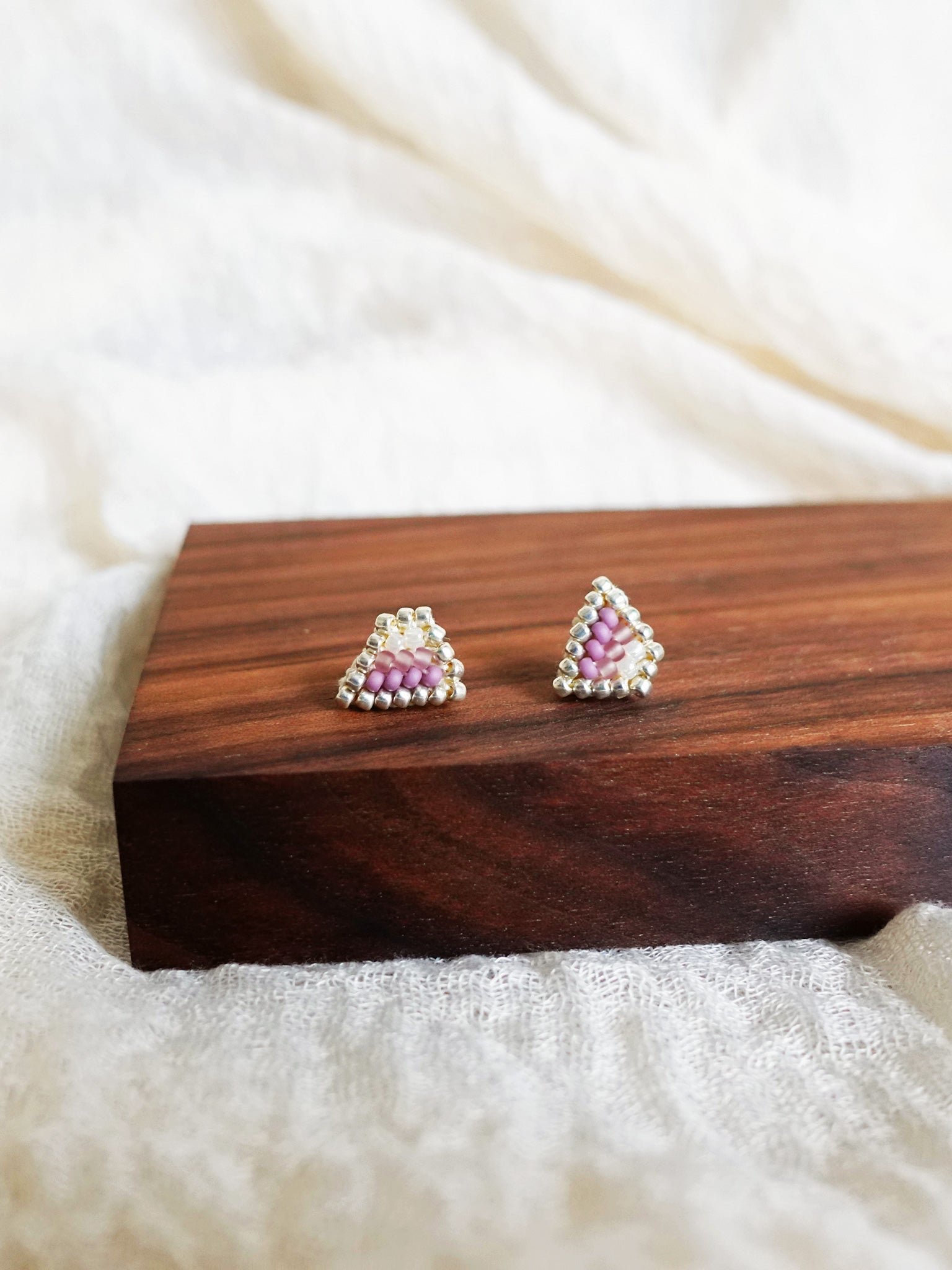 Palmer Stud Earrings in Mauve Purple Front 3