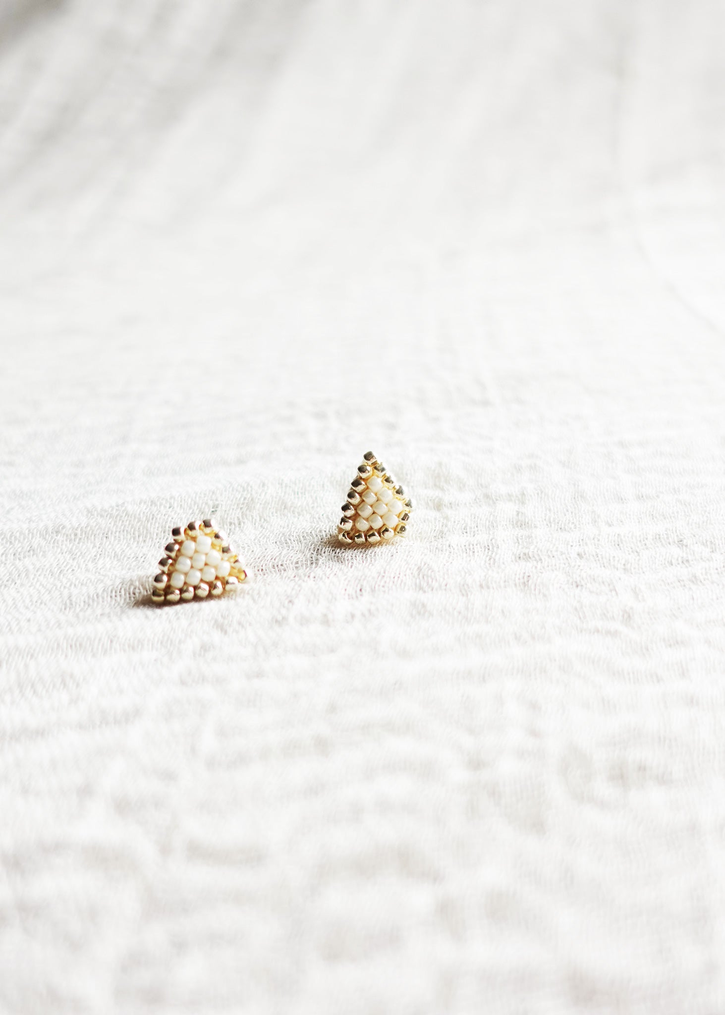 Palmer Stud Earrings in Pearl White Front