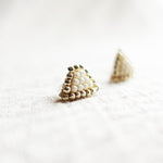 Palmer Stud Earrings in Pearl White Left Close