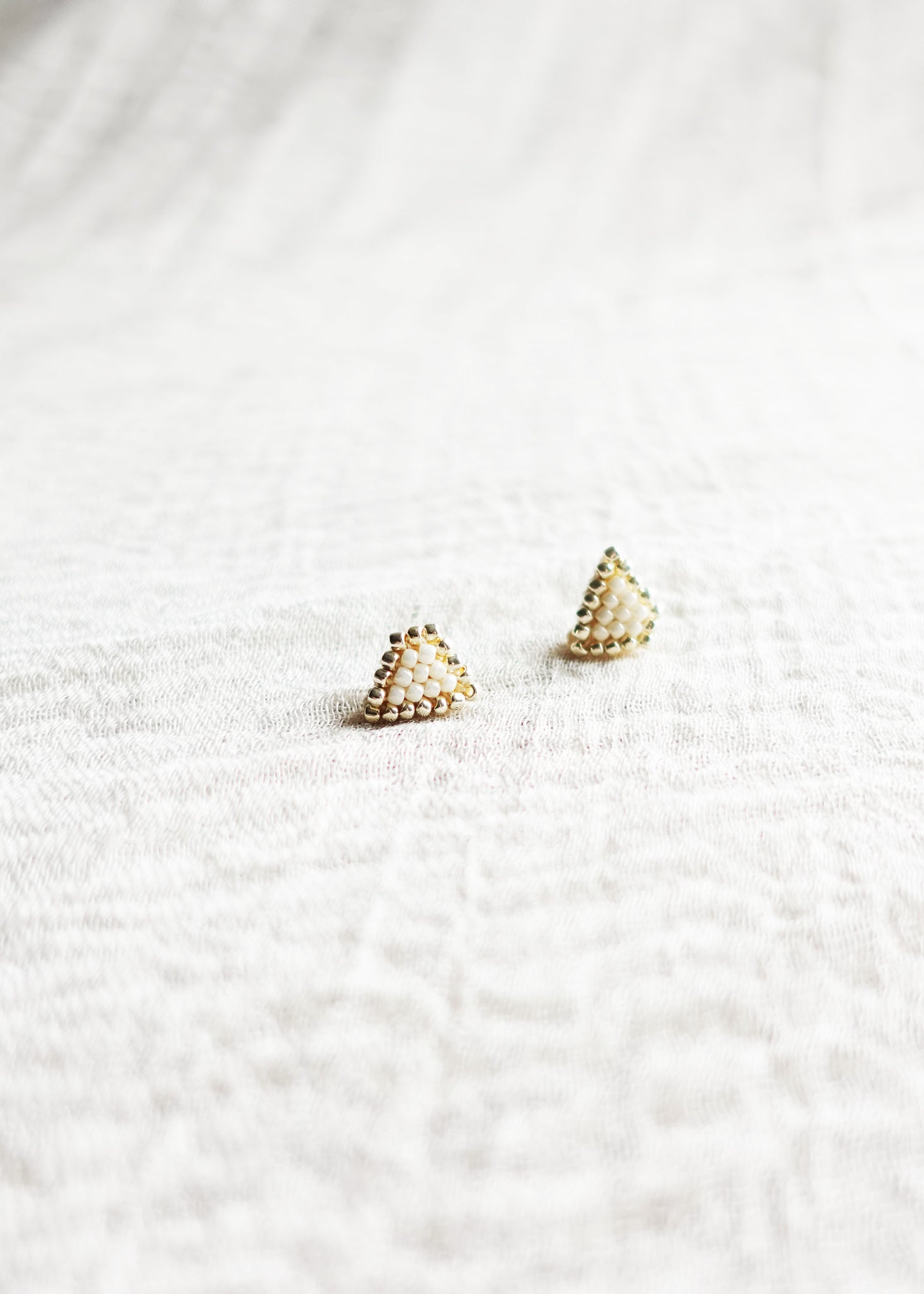 Palmer Stud Earrings in Pearl White Left Front