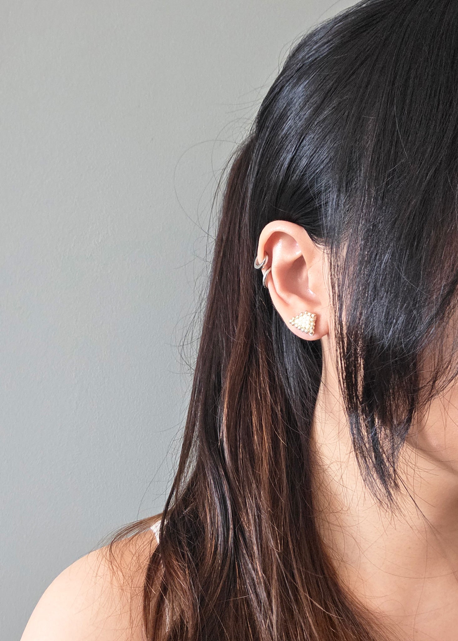 Palmer Stud Earrings in Pearl White Model