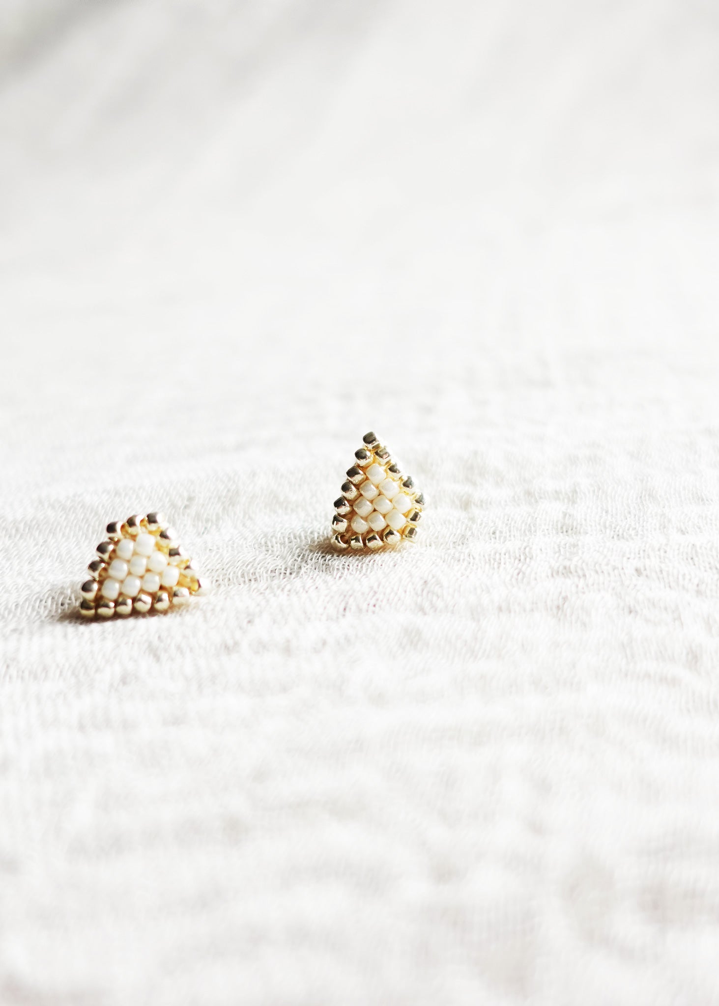 Palmer Stud Earrings in Pearl White Right Front