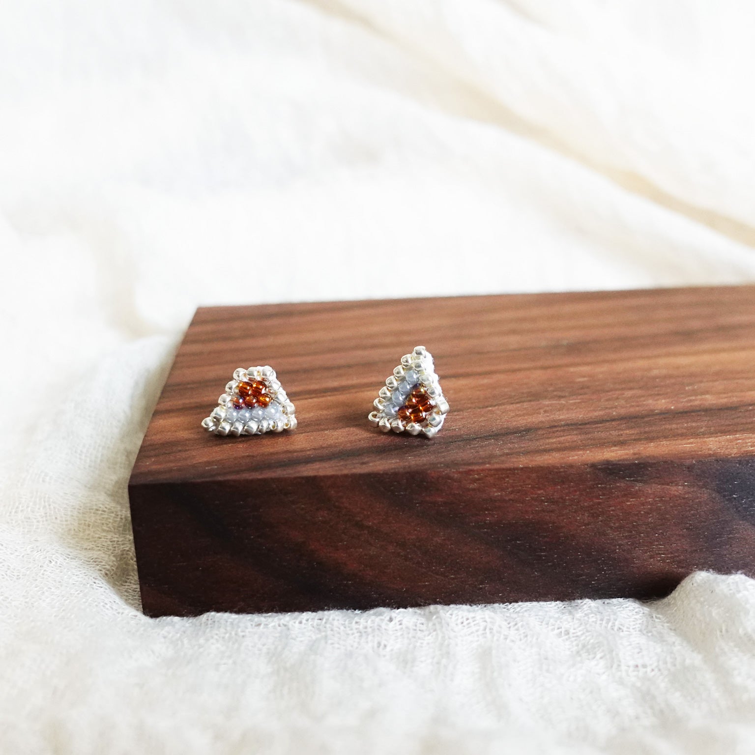 Palmer Stud Earrings in Rainbow Amber Display Front