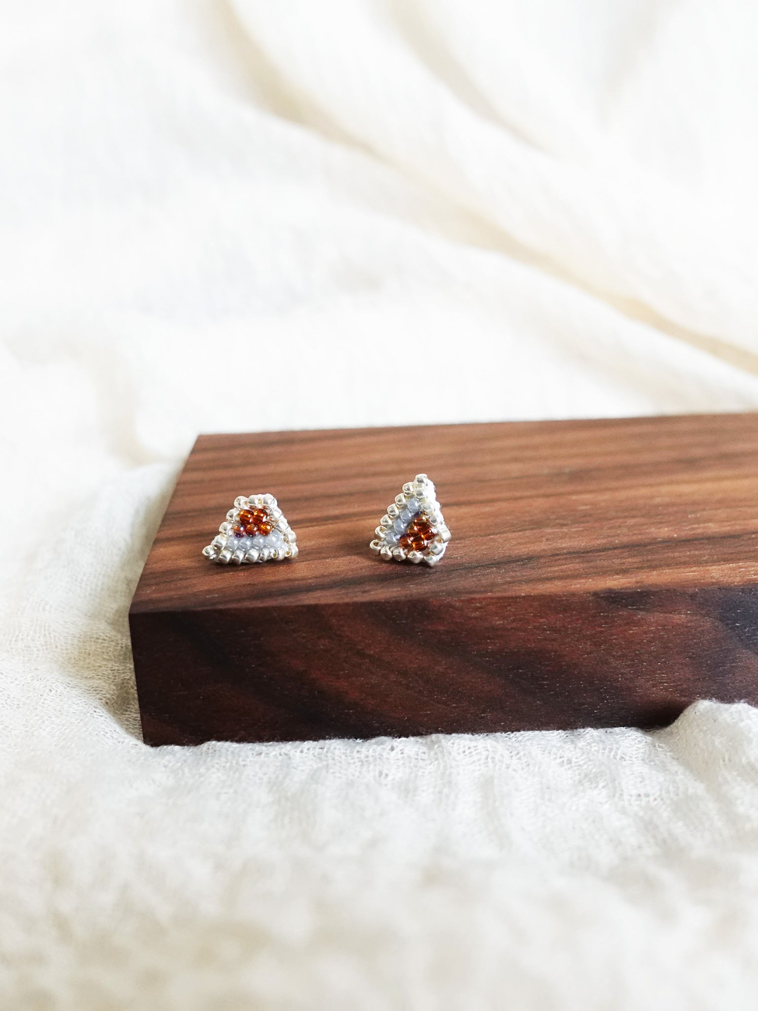 Palmer Stud Earrings in Rainbow Amber Display Front