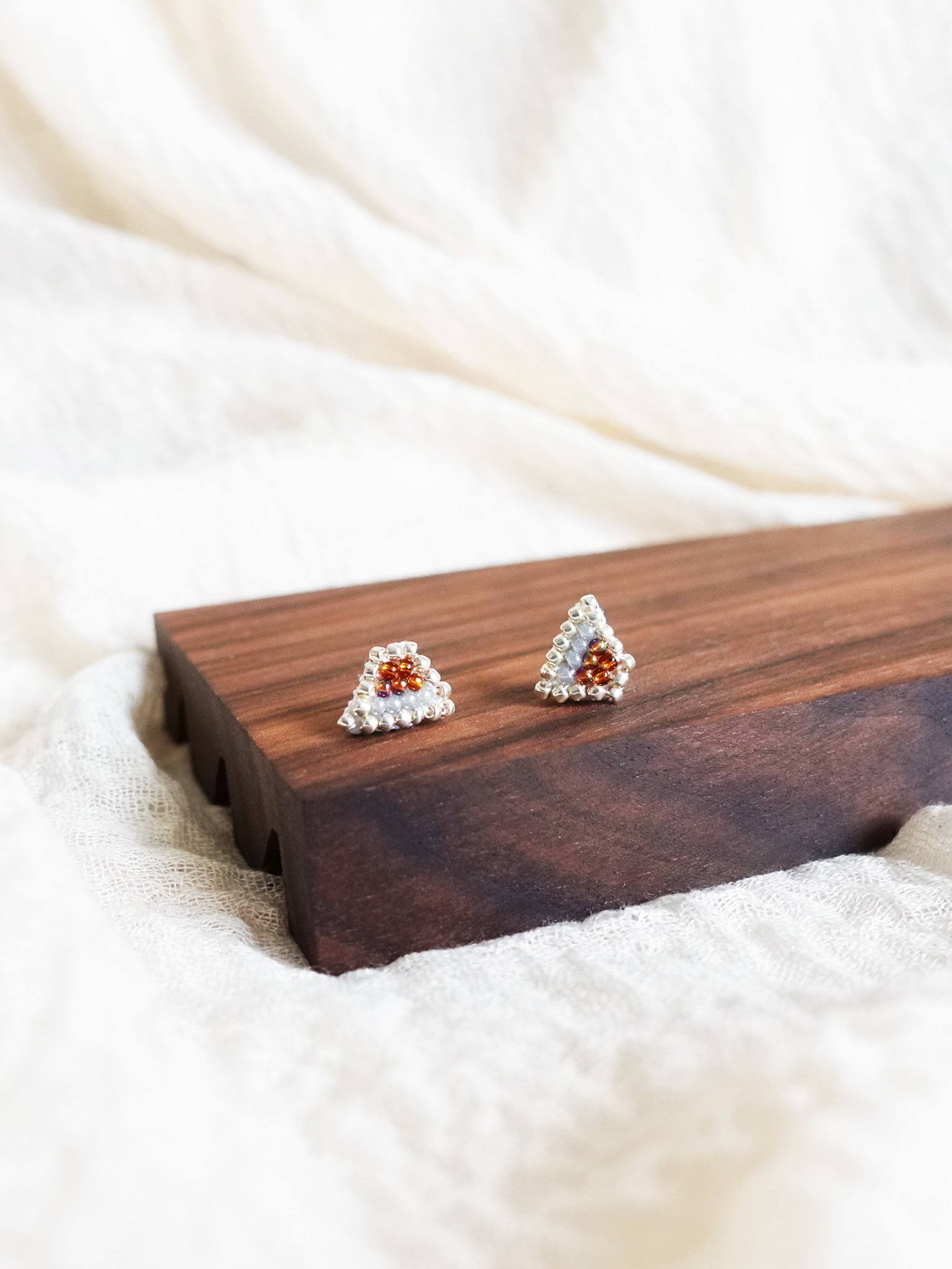 Palmer Stud Earrings in Rainbow Amber Display Left