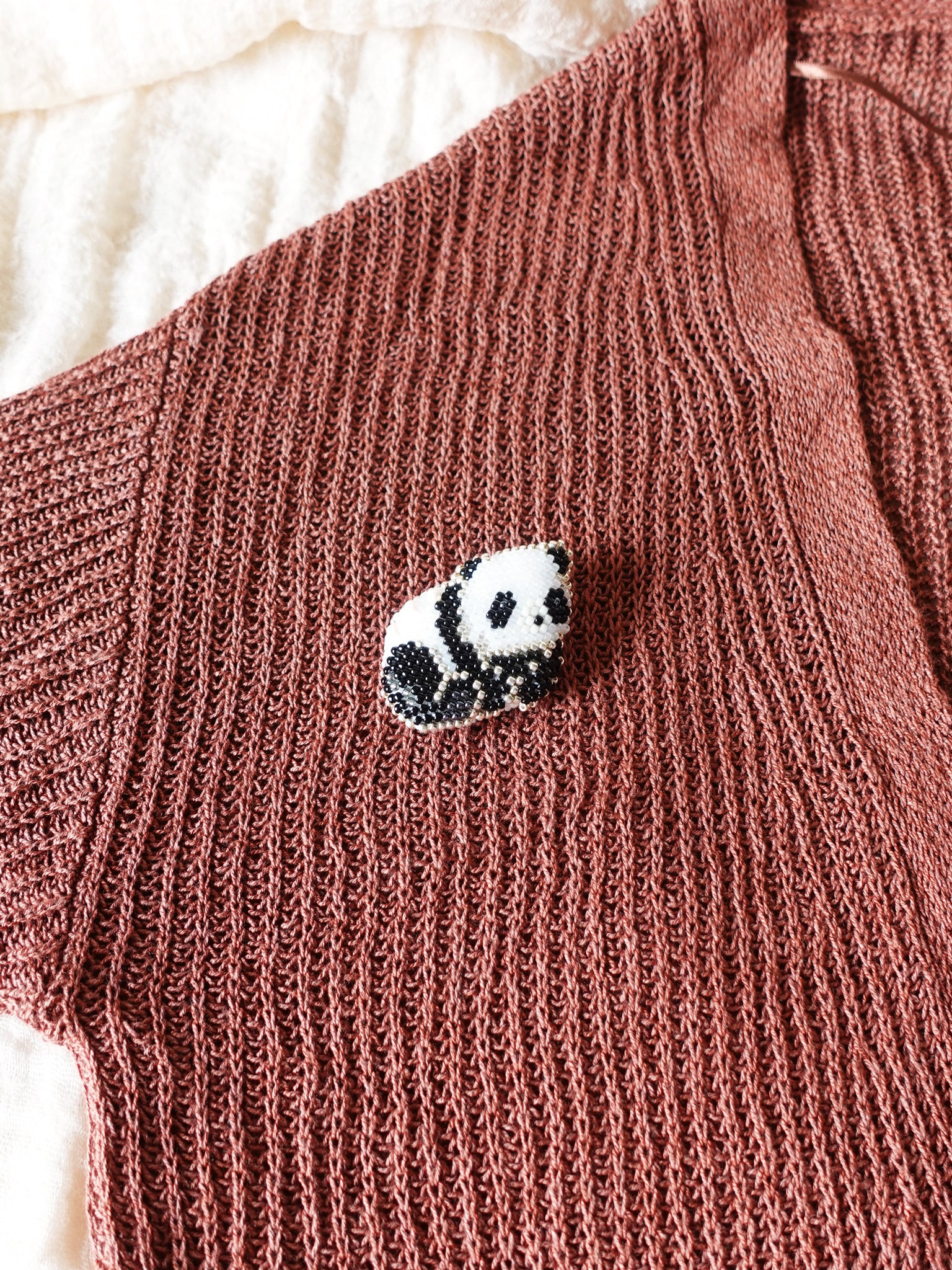 Panda Loaf Brooch Pin Cardigan