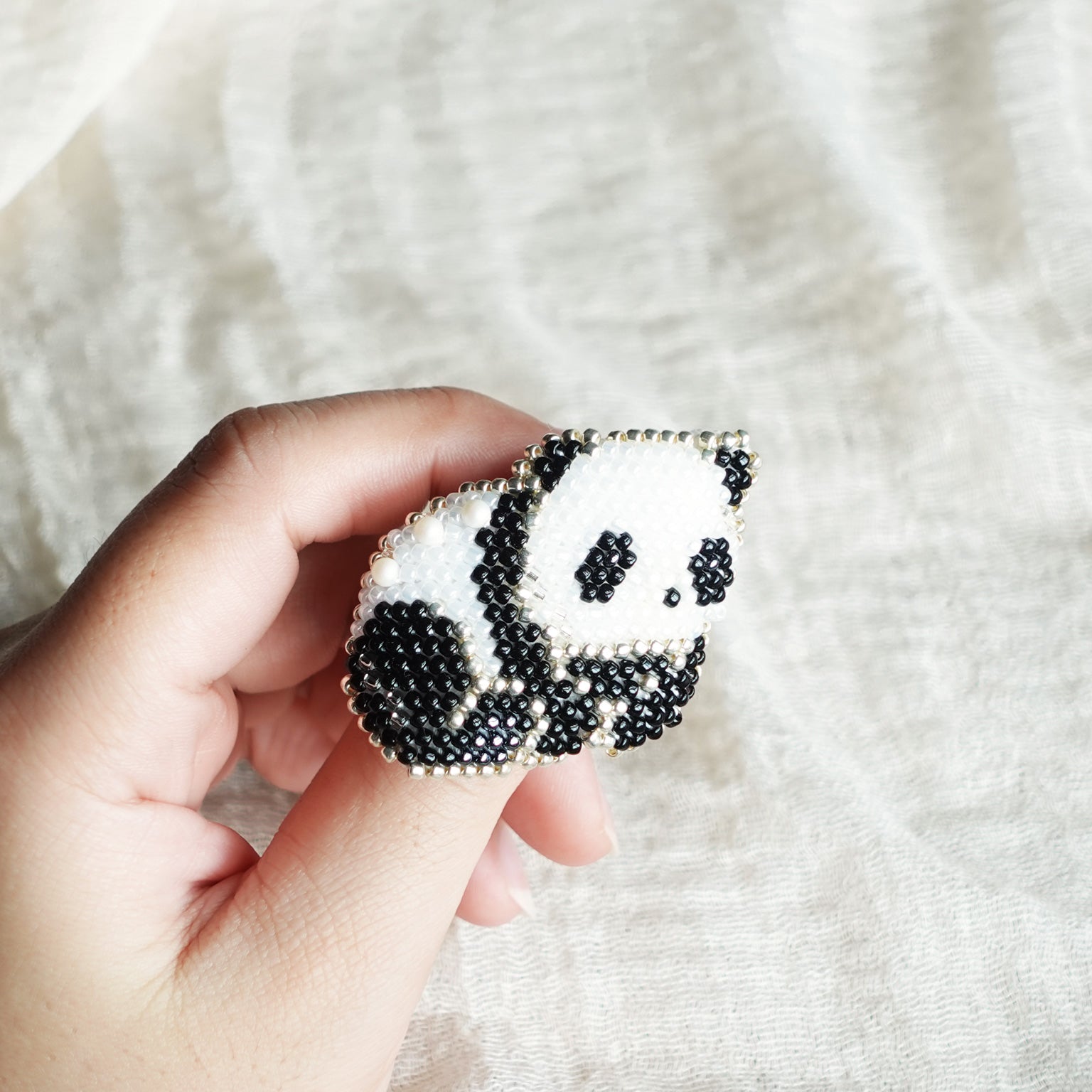 Panda Loaf Brooch Pin Held
