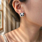 Panda Stud Earrings on Model