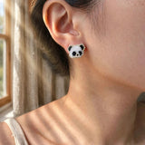 Panda Stud Earrings on Model