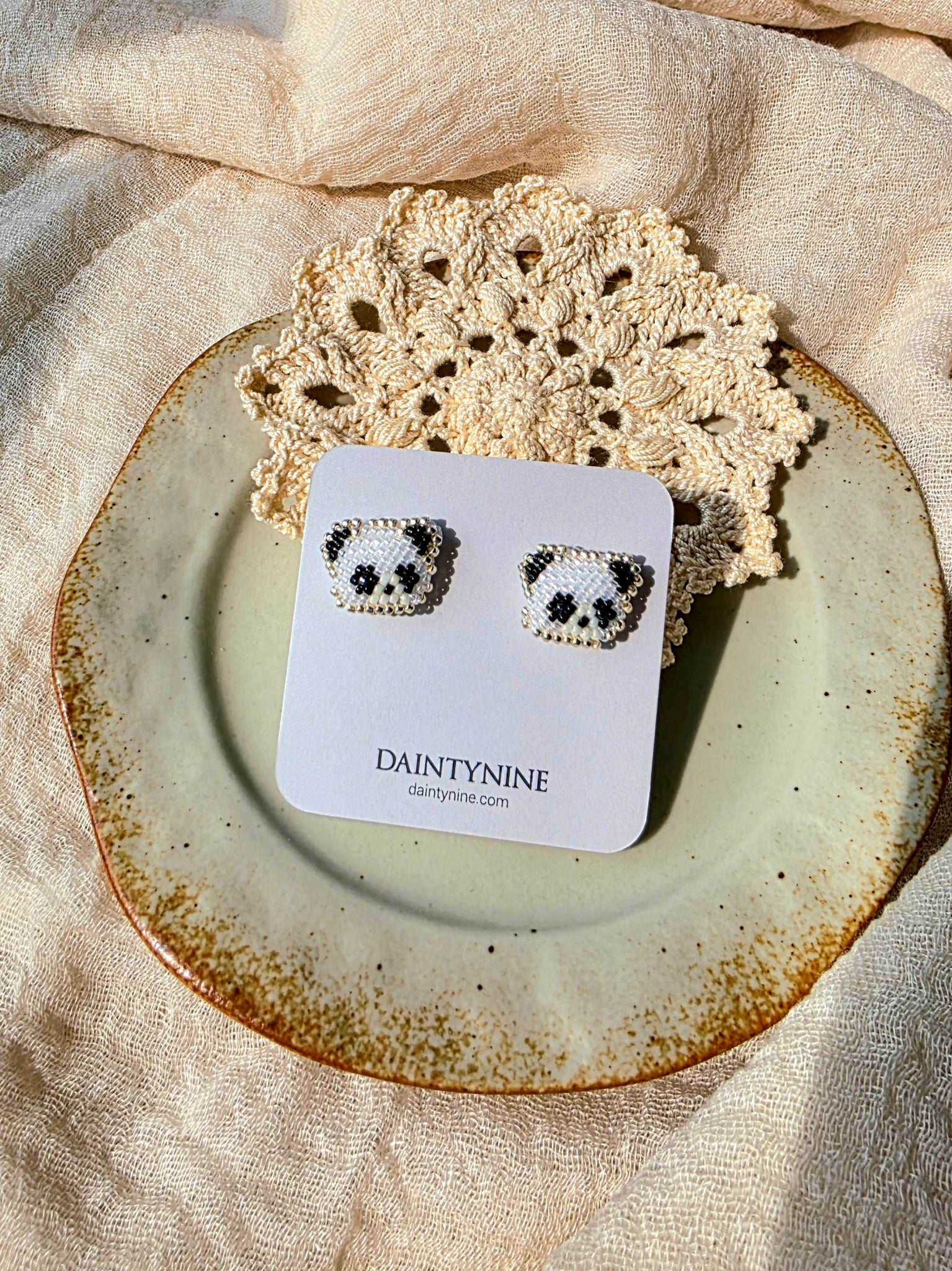 Panda Stud Earrings on card
