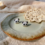 Panda stud earrings front