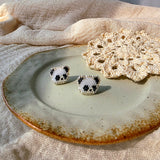 Panda stud earrings front