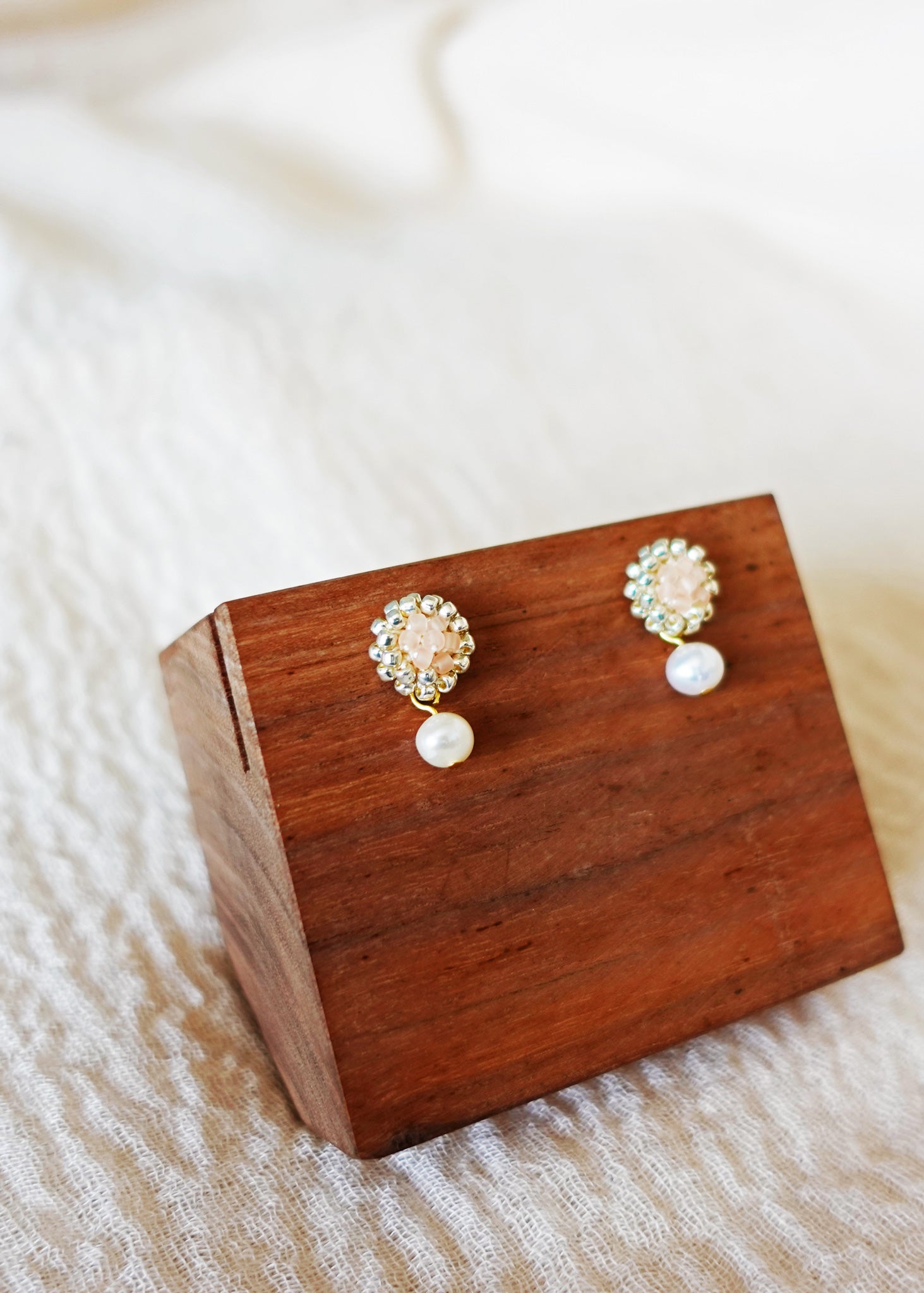 Phoebe Josie Earrings in Blush Pink Left