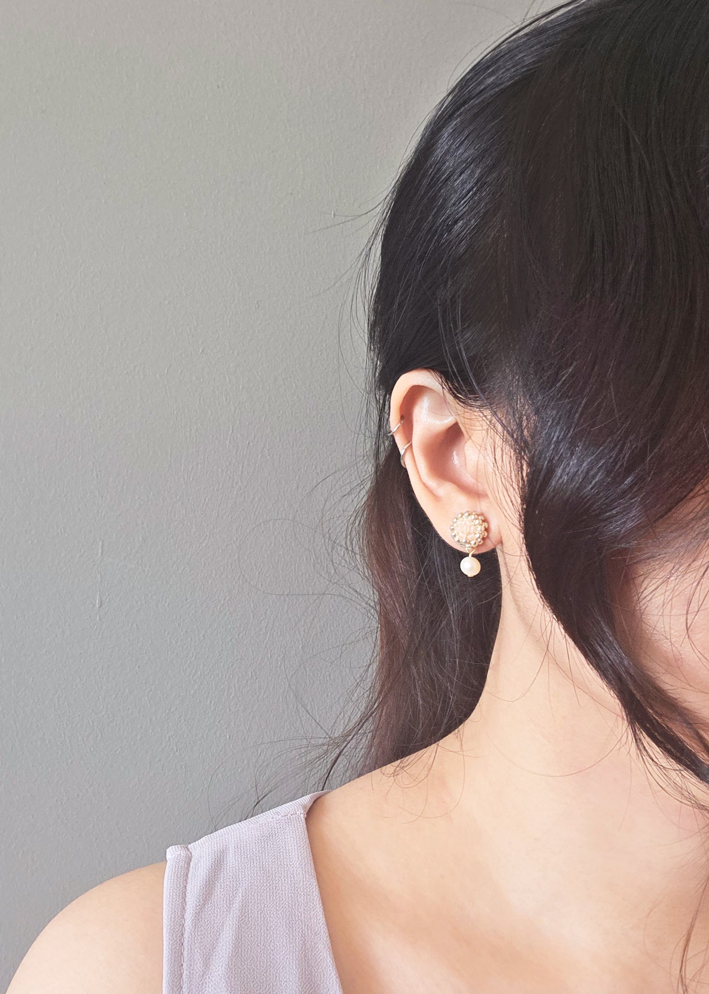 Phoebe Josie Earrings in Blush Pink Model