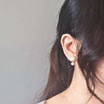 Phoebe Josie Earrings in Pearl White Model