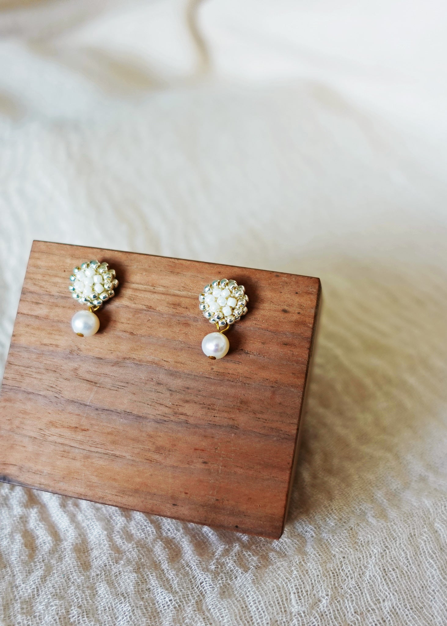 Phoebe Josie Earrings in Pearl White Right