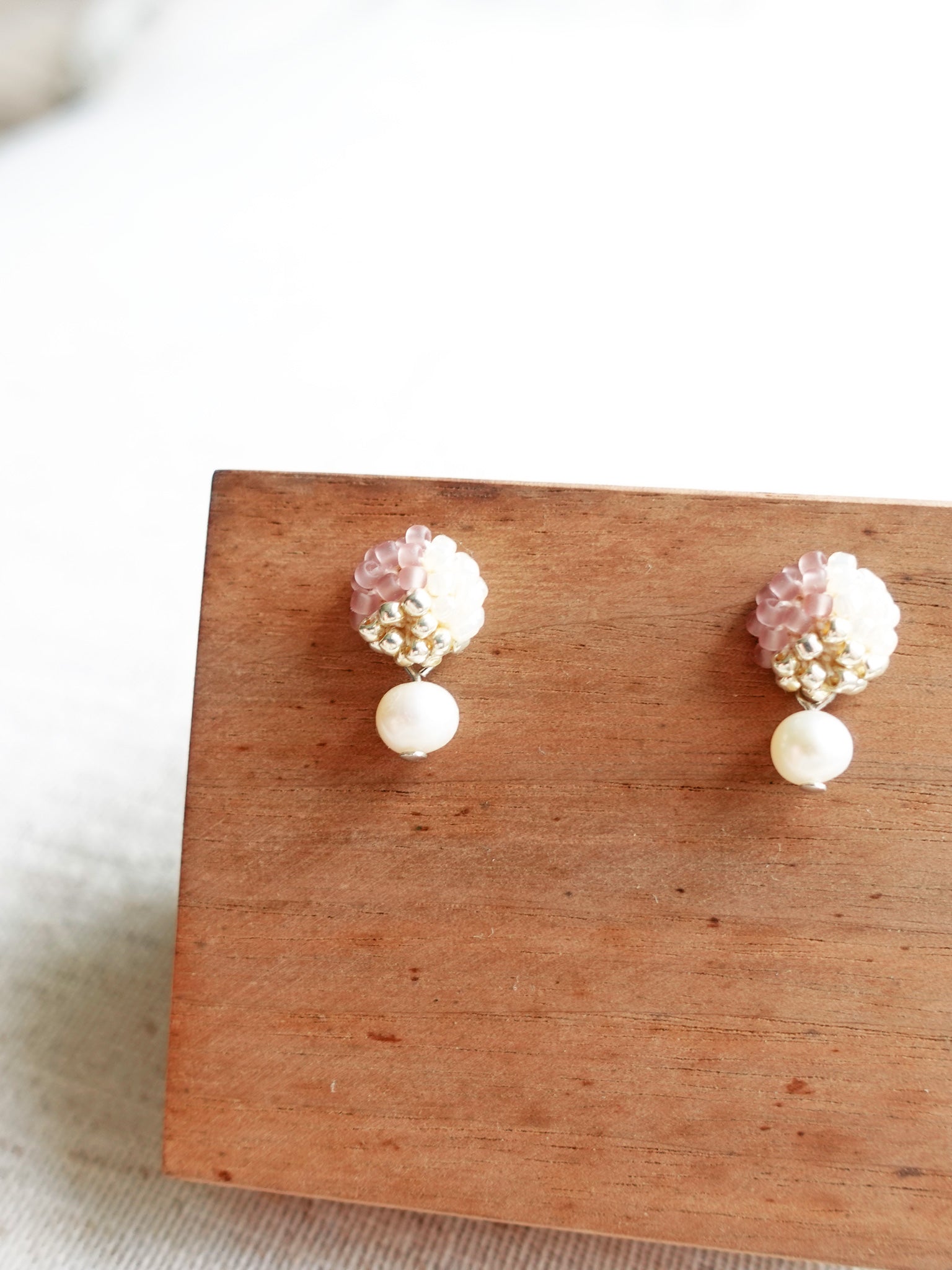 Phoebe Trio Earrings in Mauve Purple Front