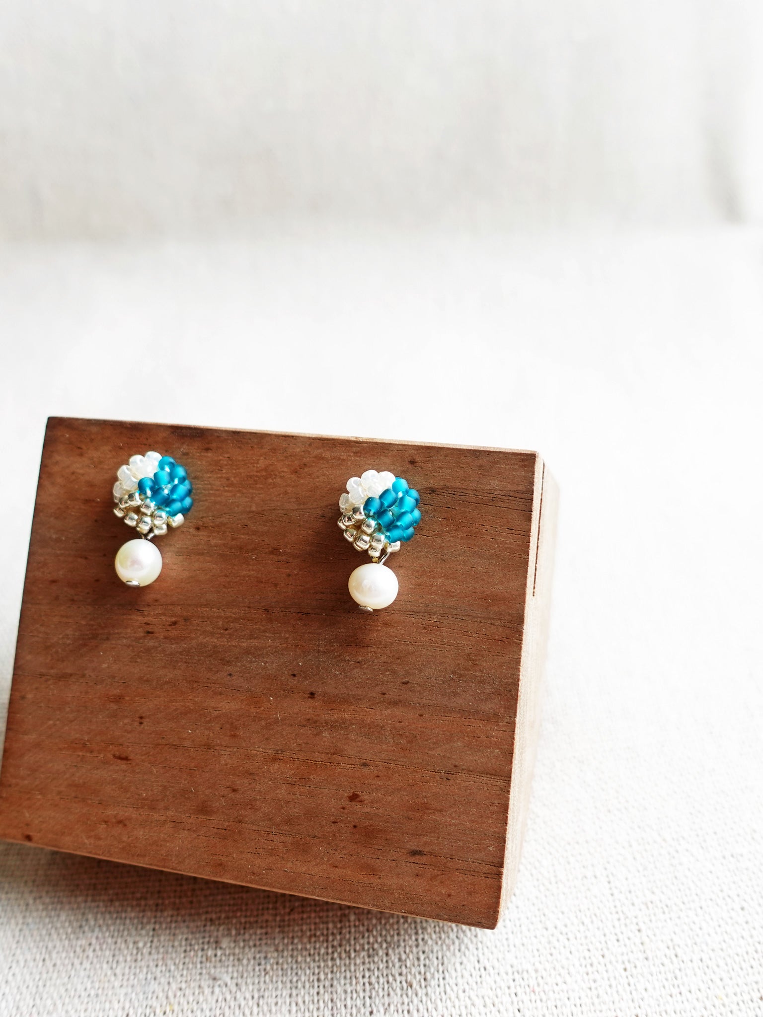 Phoebe Trio Earrings in Teal Front