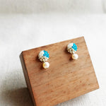 Phoebe Trio Earrings in Teal Left