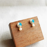 Phoebe Trio Earrings in Teal Left