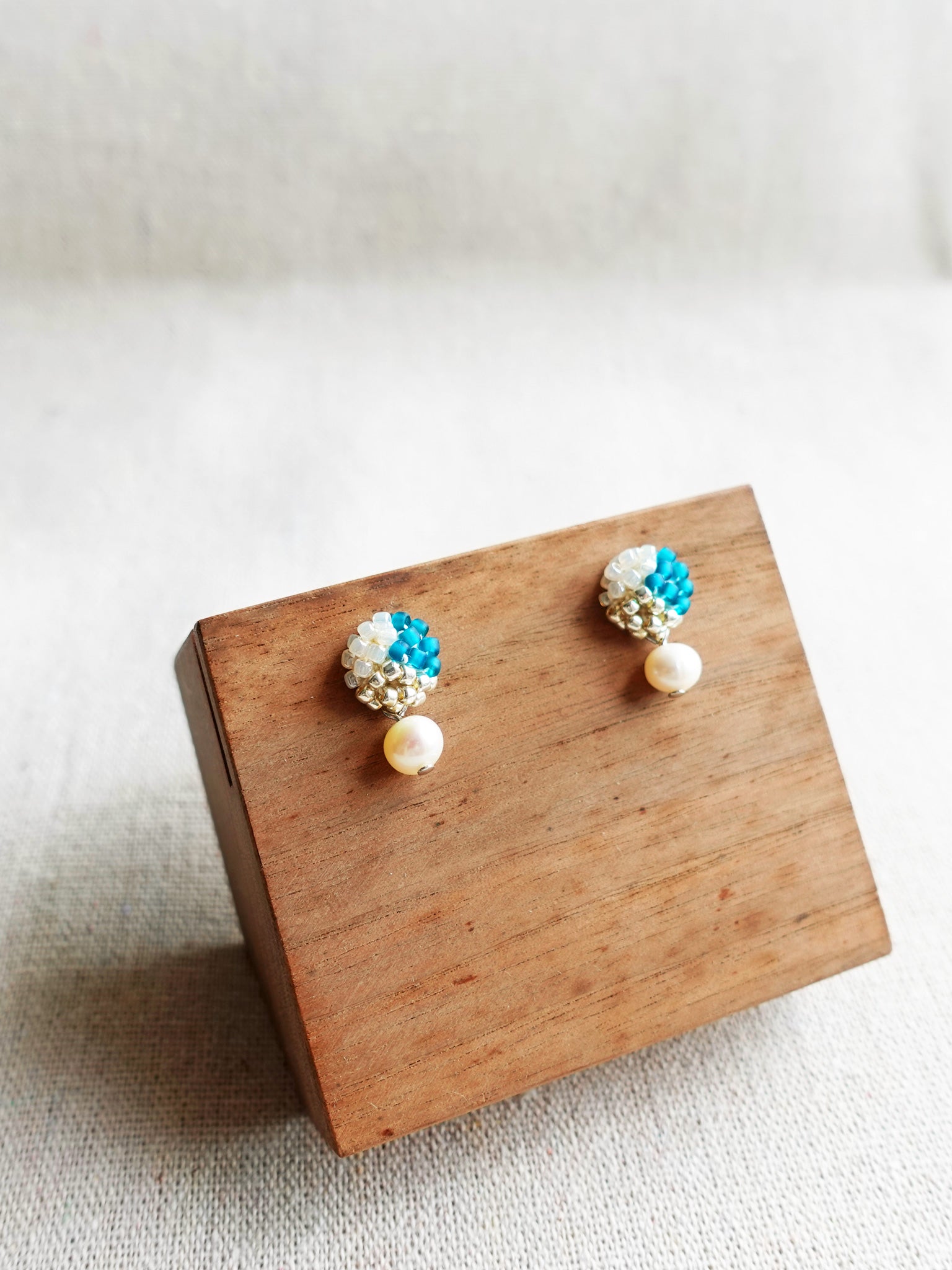 Phoebe Trio Earrings in Teal Left