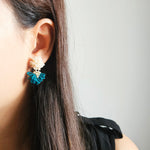 Phoenix Earrings in Teal Model