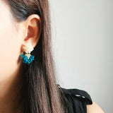 Phoenix Earrings in Teal Model