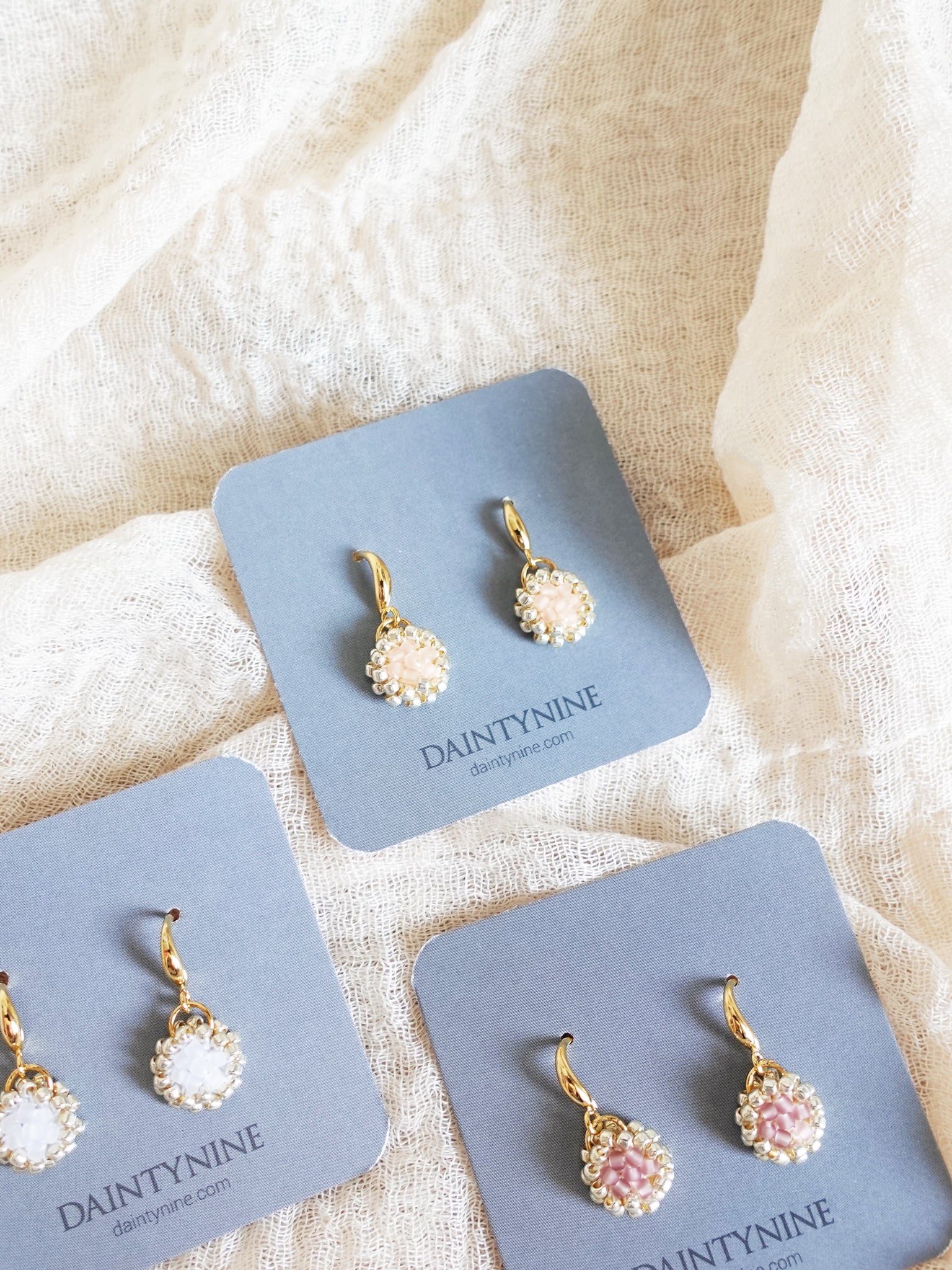 Polly Drop Earrings in Blush Pink Card