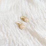 Polly Drop Earrings in Blush Pink Left