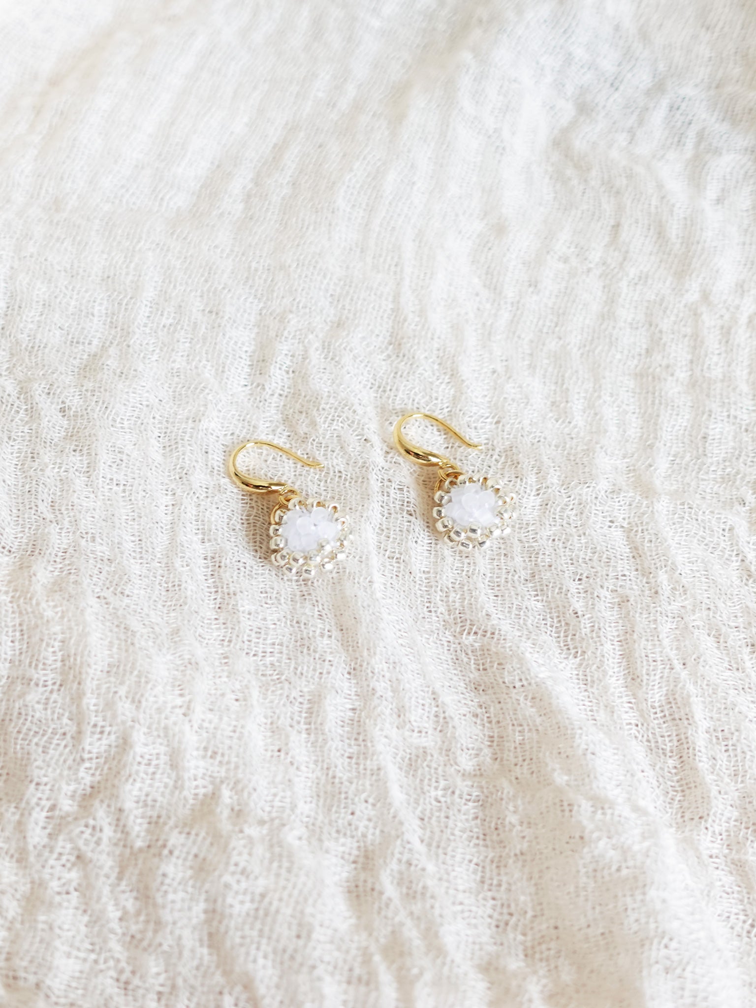 Polly Drop Earrings in Cloud White Top