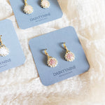 Polly Drop Earrings in Mauve Purple Card
