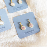 Polly Drop Earrings in Mauve Purple Card