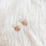 Polly Drop Earrings in Mauve Purple Left