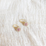 Polly Drop Earrings in Mauve Purple Left