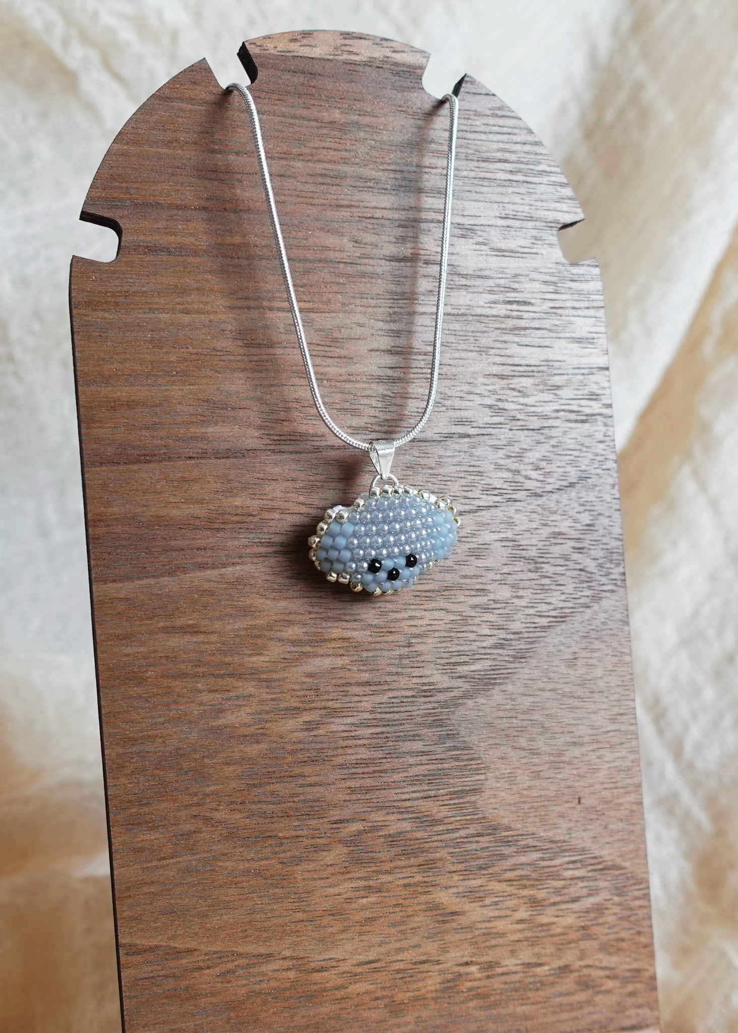 Poodle Necklace in Grey Display Left