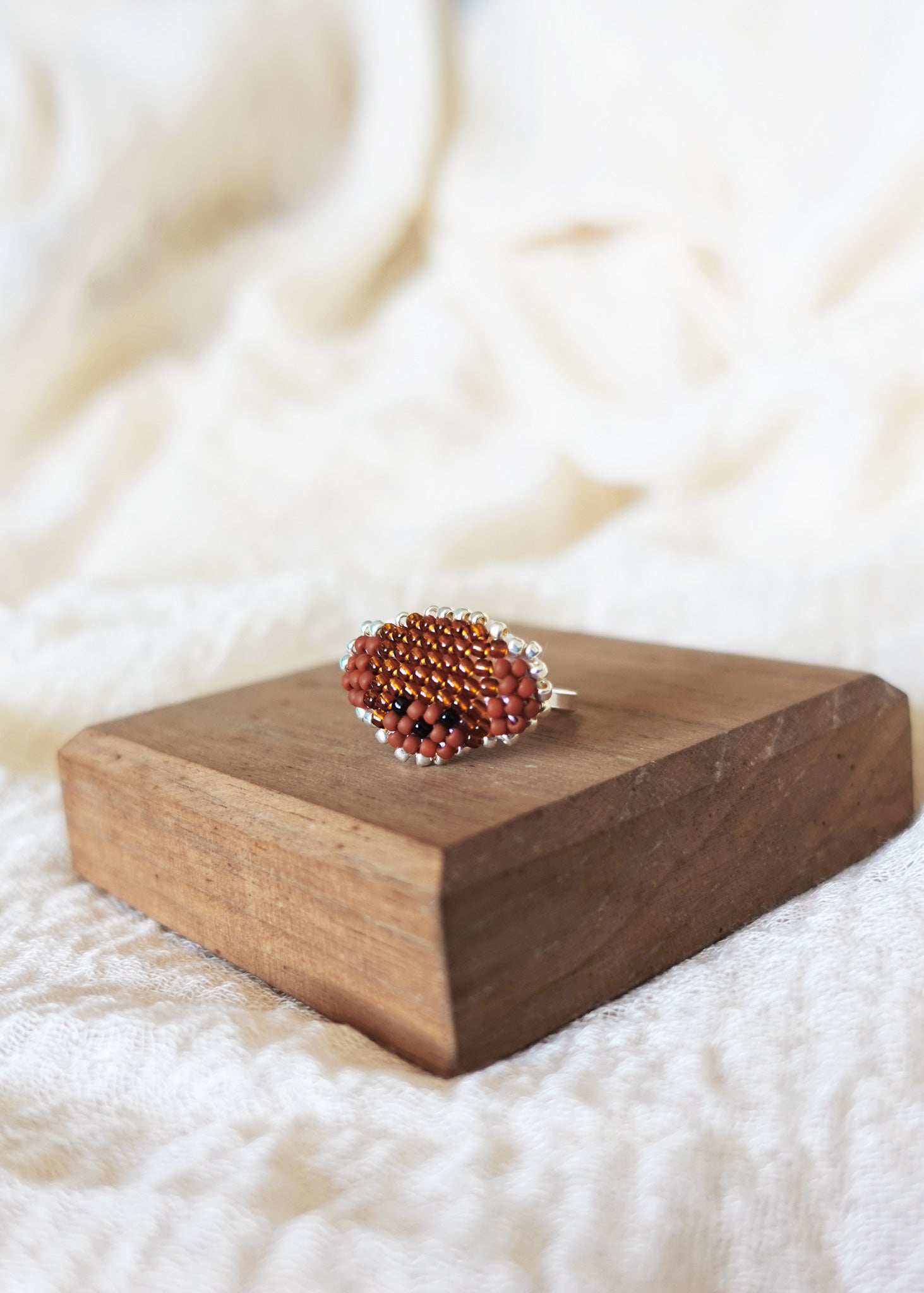 Poodle Ring in Brown Display Right