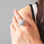 Poodle Ring in Grey Model Close