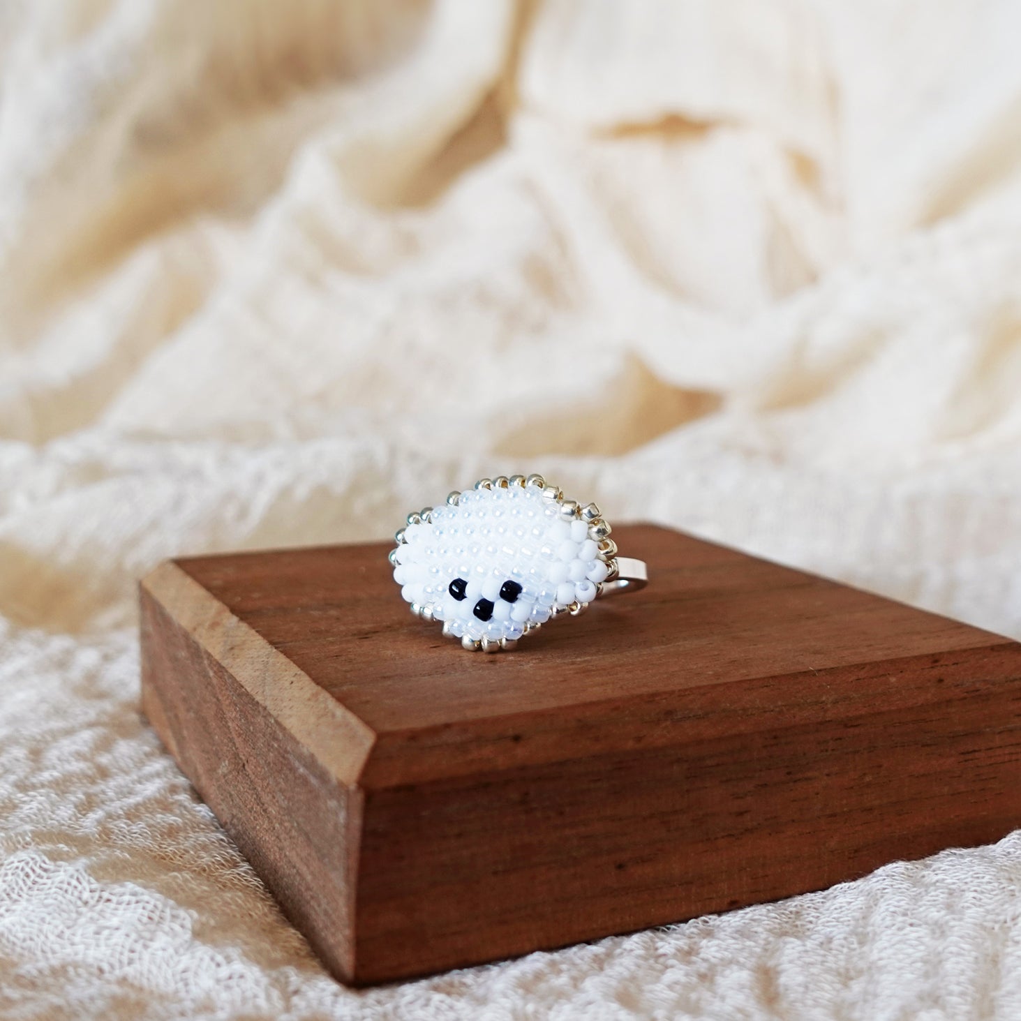 Poodle Ring in White Display Right 1