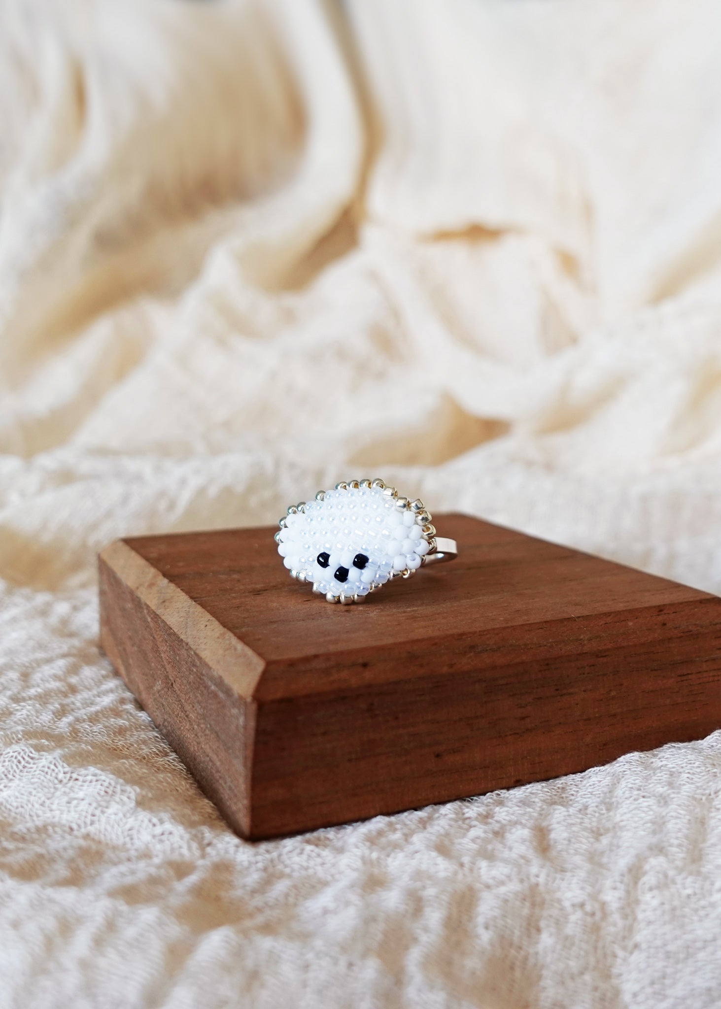 Poodle Ring in White Display Right 1
