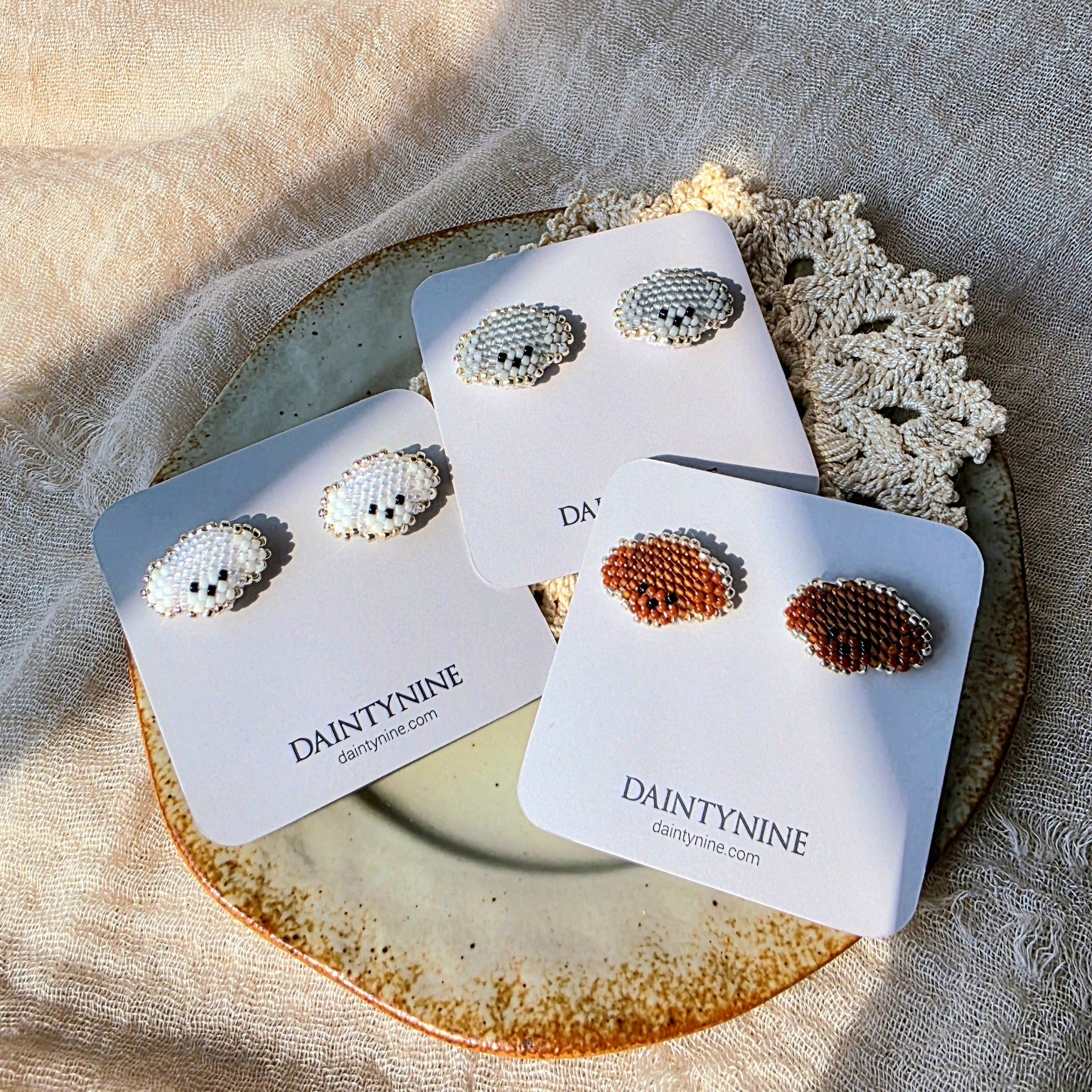 Poodle stud earrings on cards group