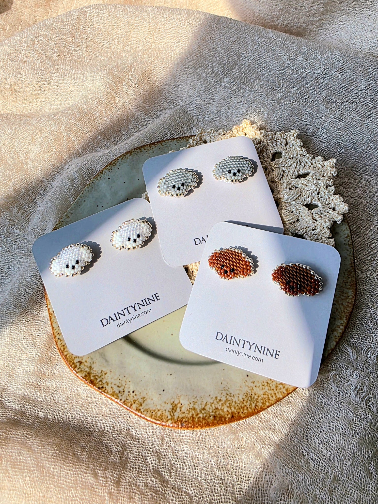 Poodle stud earrings on cards group