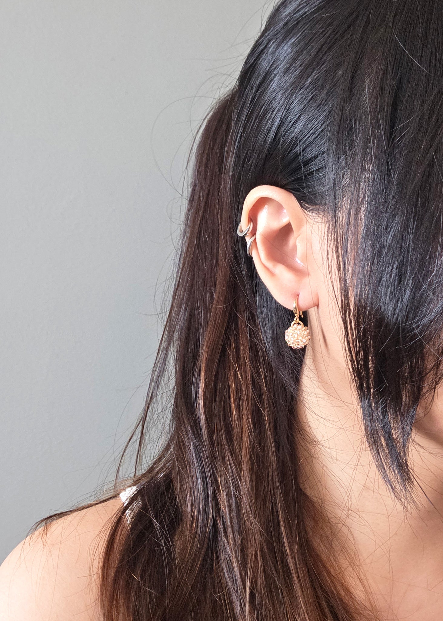 Prelude Drop Earrings in Champagne Pink Model