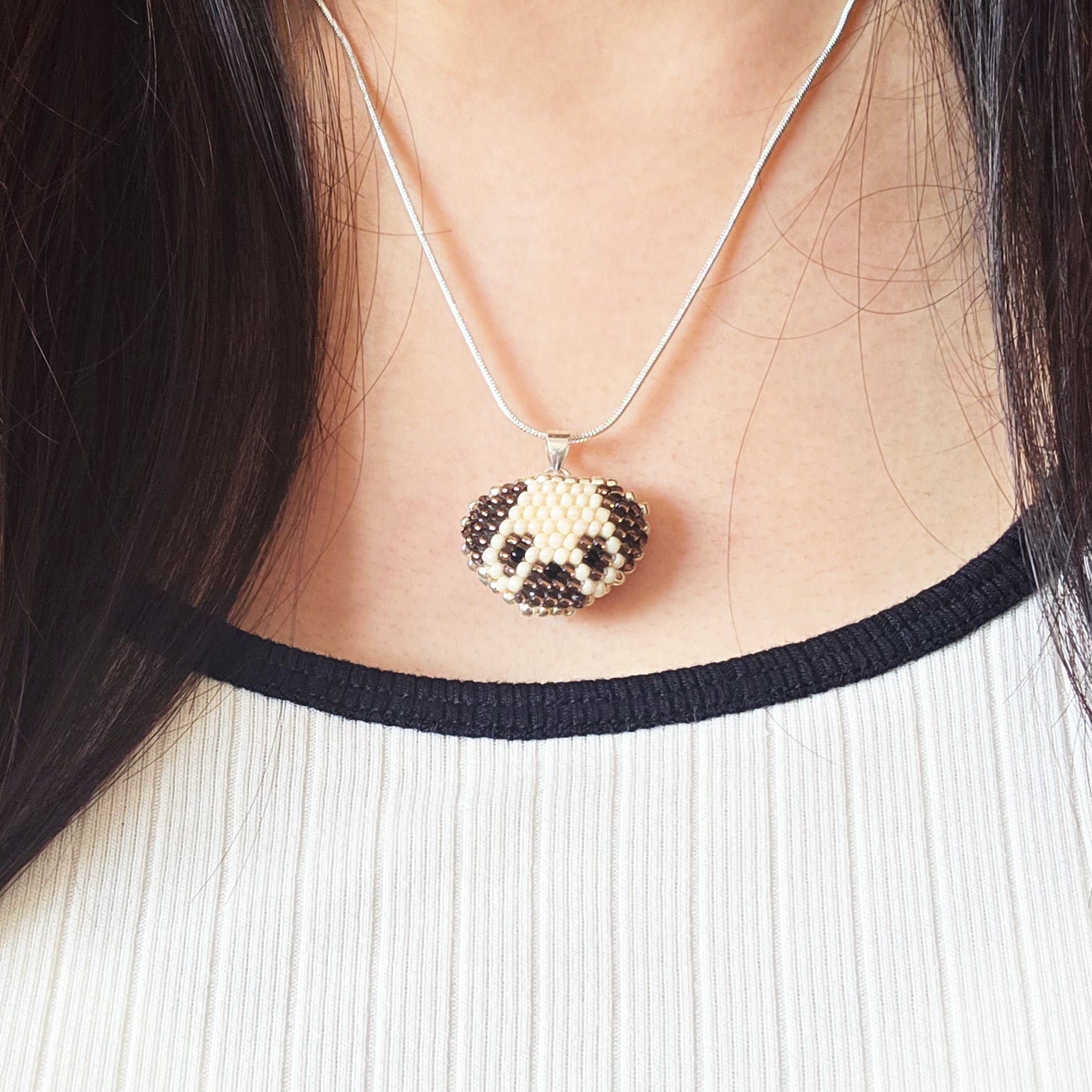 Pug Necklace Model Close