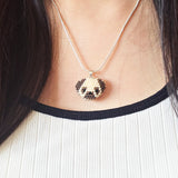 Pug Necklace Model Close