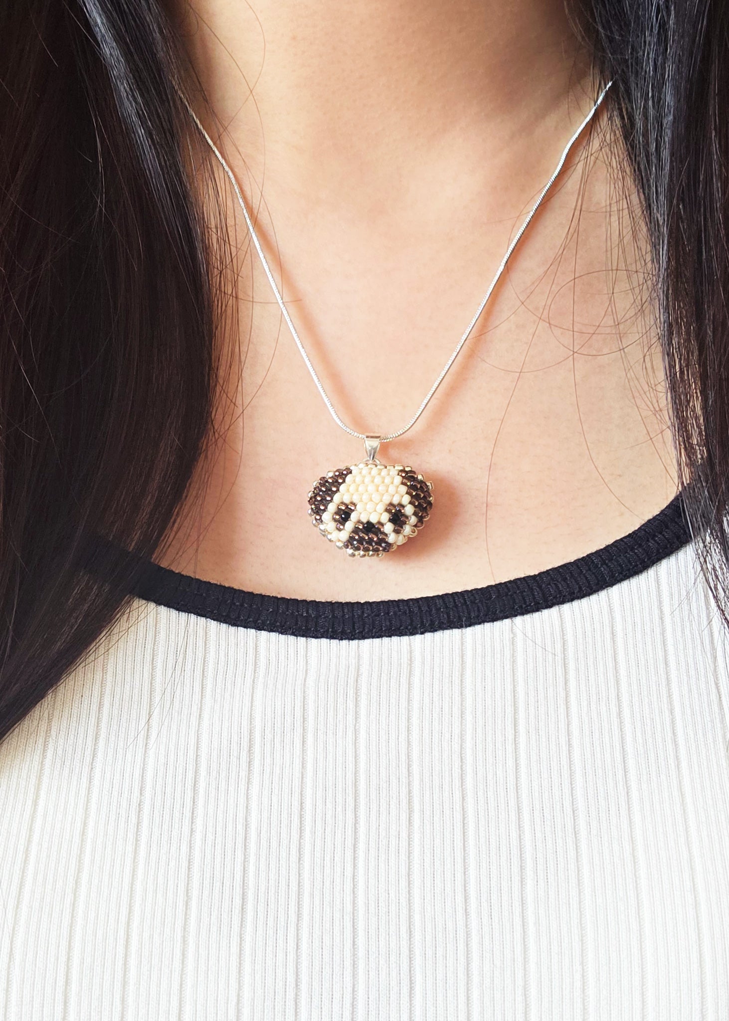 Pug Necklace Model Close